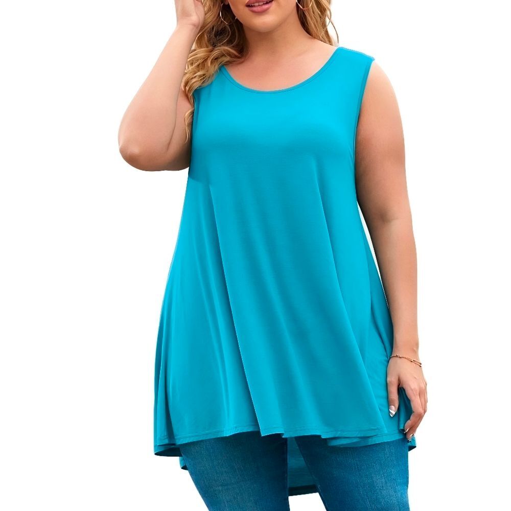 Larace Teal Blue Sleeveless Aline Tunic Tank Size 2X - Picture 2 of 10